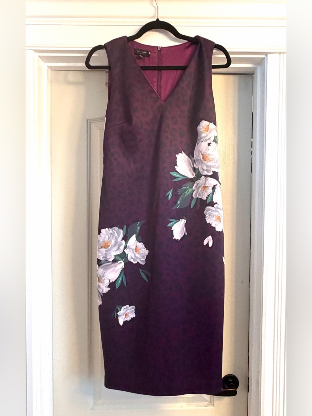 Ted Baker Sleeveless Purple Floral Sheath Dress